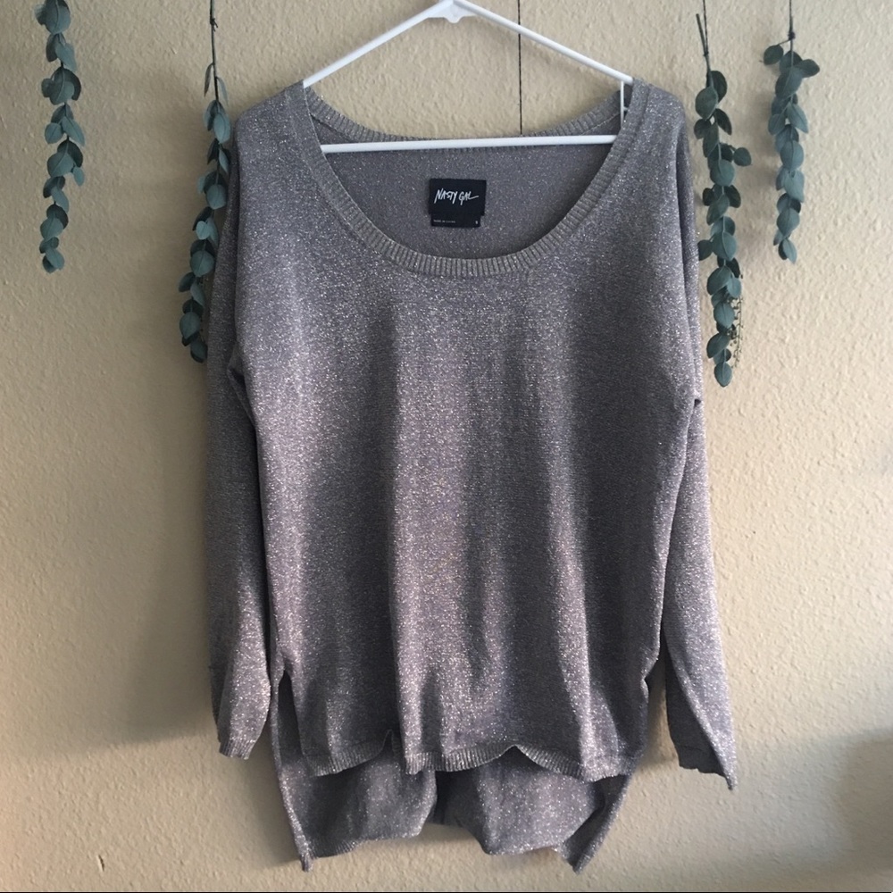 Nasty Gal | Oversized Taupe Glitter Sweater